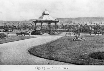 Scanned copy of a slide of the Welfare Park, Newtongrange. Lent for copying by the Gorebridge and District Local History Society.