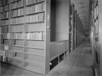 Interior-general view of shelving in the library