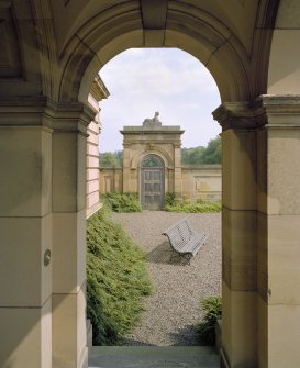South courtyard, view of gateway on east wall from entrance porch