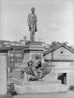 General view of American Civil War Memorial in Old Calton Burial Ground on Waterloo Place, Edinburgh.