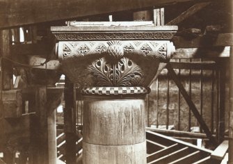 Historic photographic view showing detail of column capital.