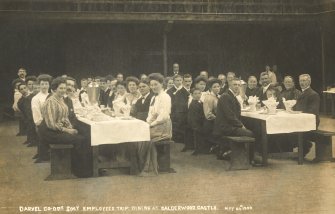 Postcard interior view of Darvel Co-op Soc. dining at Castle.