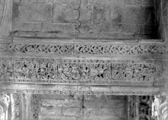 Roslin, Roslin Chapel. Interior.
View of carved lintels, North side, East aisle.