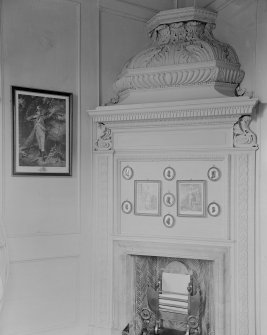 Interior. View of fireplace.