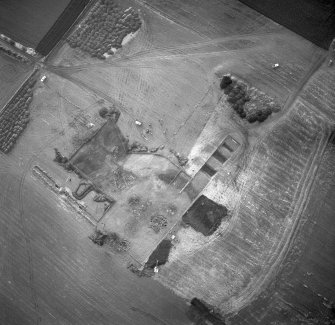 Oblique (near vertical) aerial photograph of the fort during excavation, taken from the SW.