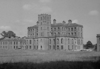 View from South East of central block of Gordon Castle during demolition work