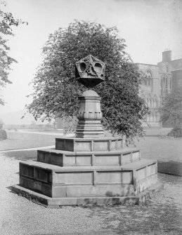 General view of Sundial in North Garden of Holyrood Palace, Edinburgh.