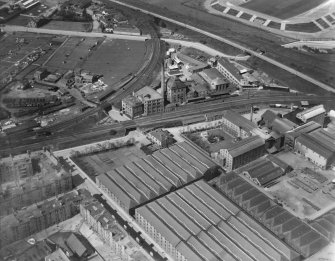 T and H Smith's works, Wheatfield Road, Edinburgh. Oblique aerial photograph taken facing west.