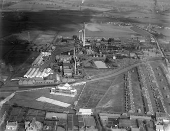 Oil Works, Broxburn. Oblique aerial photograph taken facing north.