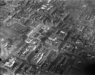 Glasgow, general view, showing George Square and City Chambers.  Oblique aerial photograph taken facing east.
