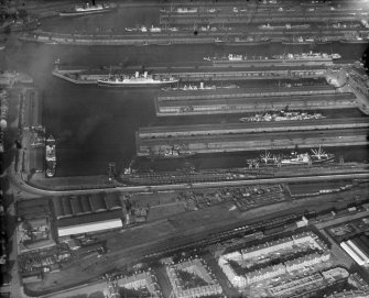 Prince's Dock, Glasgow.  Oblique aerial photograph taken facing north.