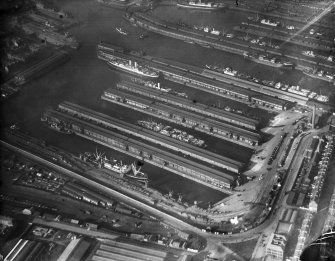 Prince's Dock, Glasgow.  Oblique aerial photograph taken facing north.