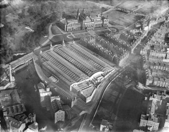 Kelvin Hall, Argyle Street, Glasgow.  Oblique aerial photograph taken facing east.