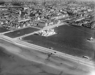 Ayr, general view, showing Ayr Pavilion and Esplanade.  Oblique aerial photograph taken facing east.