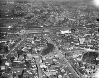 Kilmarnock, general view, showing Kilmarnock Station.  Oblique aerial photograph taken facing north-east.