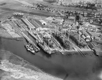 Shipyard, Church Street, Irvine.  Oblique aerial photograph taken facing north-east.