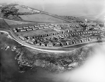 Troon, general view, showing Titchfield Road and Marina.  Oblique aerial photograph taken facing north.