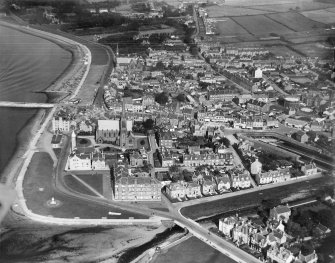 Largs, general view, showing Clark Memorial Church and Promenade.  Oblique aerial photograph taken facing north.