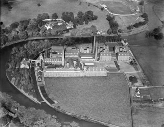 Dillichip Printworks, Bonhill, Vale of Leven.  Oblique aerial photograph taken facing north.