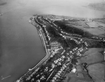 Gourock, general view, showing West Bay and Tower Hill.  Oblique aerial photograph taken facing east.