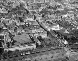 Carnoustie, general view, showing Park Avenue and High Street.  Oblique aerial photograph taken facing north.