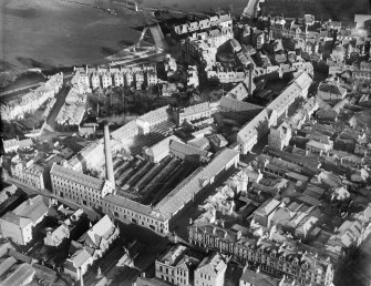 J Pullar and Sons Ltd. Dye Works, Kinnoull and Mill Streets, Perth.  Oblique aerial photograph taken facing east.  