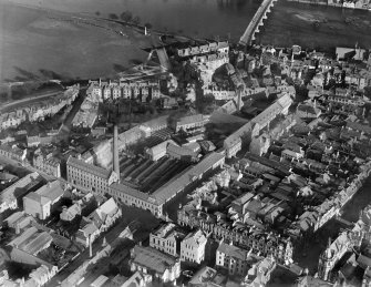 J Pullar and Sons Ltd. Dye Works, Kinnoull and Mill Streets, Perth.  Oblique aerial photograph taken facing north-east.  