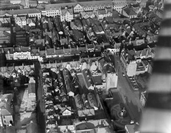 Perth, general view, showing High Street and St John's Square.  Oblique aerial photograph taken facing north.