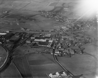 Smith and Wellstood Ltd. Columbian Foundry, Bonnybridge.  Oblique aerial photograph taken facing north-west.