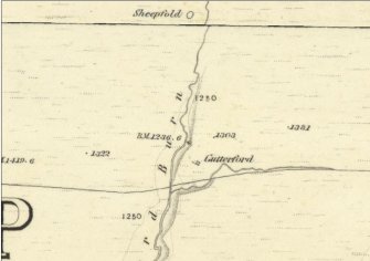 Gutterford as depicted on the 1st Edition of the Ordnance Survey 6-inch map (Edinburghshire 1853-8, sheet xvii) 