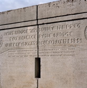 Detail of inscription on parapet, Findhorn Bridge.