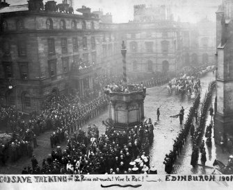 General view of ceremony at Market Cross - After the death of Queen Victoria and succession of Edward VII.