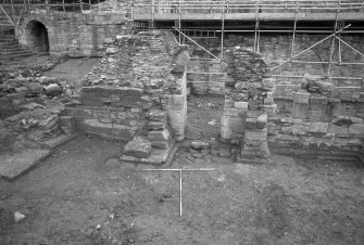 Jedburgh Abbey excavation archive
Frame 33: Area 2: Trench G: E extension (S of infirmary) after first clean. From S.