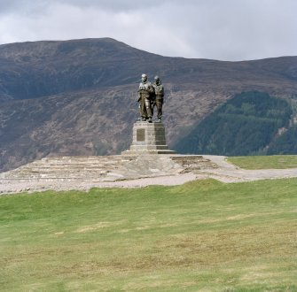 General view of statue, plinth and stepped base from south east