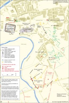 Map of Roman and pre Roman Inveresk. Sites and major finds shown. The Ordnance Survey background on this map is created from OS open data.