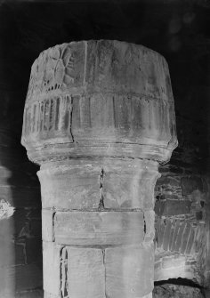 Interior. Detail of head of newel.