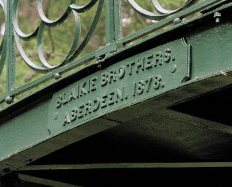 Detail of manufacturer's name plate (Blaikie Brothers, Aberdeen, 1878)