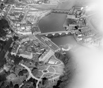 Dumbarton, general view, showing Dumbarton Bridge and Levengrove Park.  Oblique aerial photograph taken facing north.