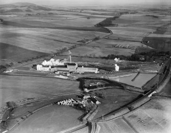 Anglo-Scottish Beet Sugar Corp. Ltd. factory, Prestonhall, Cupar.  Oblique aerial photograph taken facing north-east.