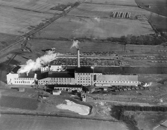 Anglo-Scottish Beet Sugar Corp. Ltd. factory, Prestonhall, Cupar.  Oblique aerial photograph taken facing north-east.