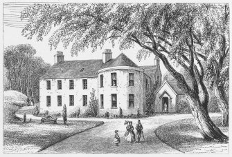 Engraving of Hallyards, front view.