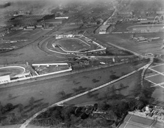 Albion Greyhound Racecourse, Edmiston Drive, Glasgow.  Oblique aerial photograph taken facing north.