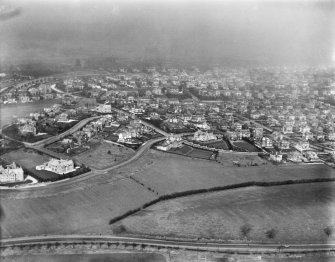 Pollockshields, Glasgow, general view showing Dumbreck Road, Sherbrooke Avenue, and Springkell Avenue. Oblique aerial photograph taken facing north-east.