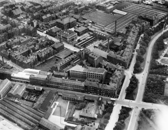 John Tullis and Son Ltd. St Ann's Leather Works, Tullis Street, Glasgow.  Oblique aerial photograph taken facing south-east.