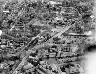 Aberdeen, general view, showing St Mark's Church, Aberdeen Royal Infirmary and Robert Gordon's College.  Oblique aerial photograph taken facing north-east.
