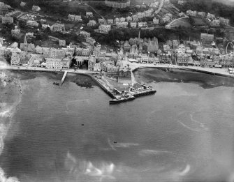 Oban, general view, showing North Pier and Corran Esplanade.  Oblique aerial photograph taken facing east.
