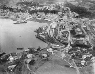 Oban, general view, showing Oban Bay and Railway Quay.  Oblique aerial photograph taken facing east.