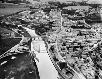 Nairn, general view, showing Nairn Bridge and High Street.  Oblique aerial photograph taken facing south-west.
