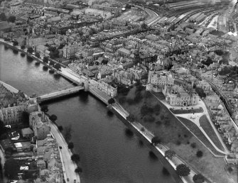 Inverness, general view, showing Inverness Castle and Ness Bridge.  Oblique aerial photograph taken facing north.  