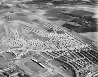 Kings Park Housing Estate, Glasgow.  Oblique aerial photograph taken facing south-east.